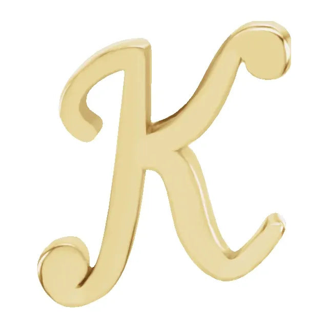 Tiny Initial Stud in Solid 14k Gold
