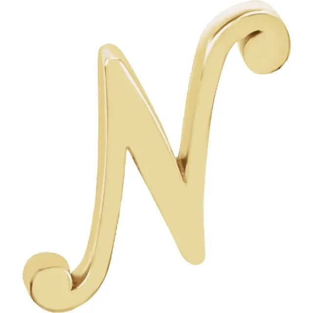 Tiny Initial Stud in Solid 14k Gold