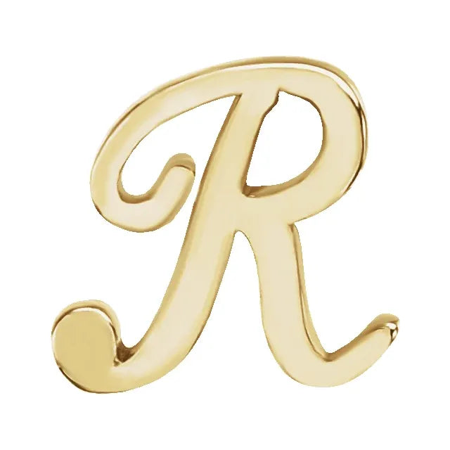 Tiny Initial Stud in Solid 14k Gold