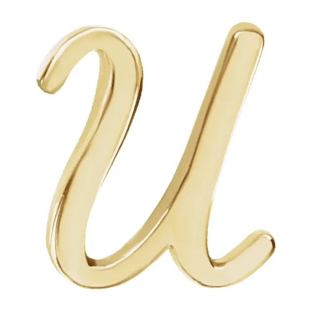 Tiny Initial Stud in Solid 14k Gold