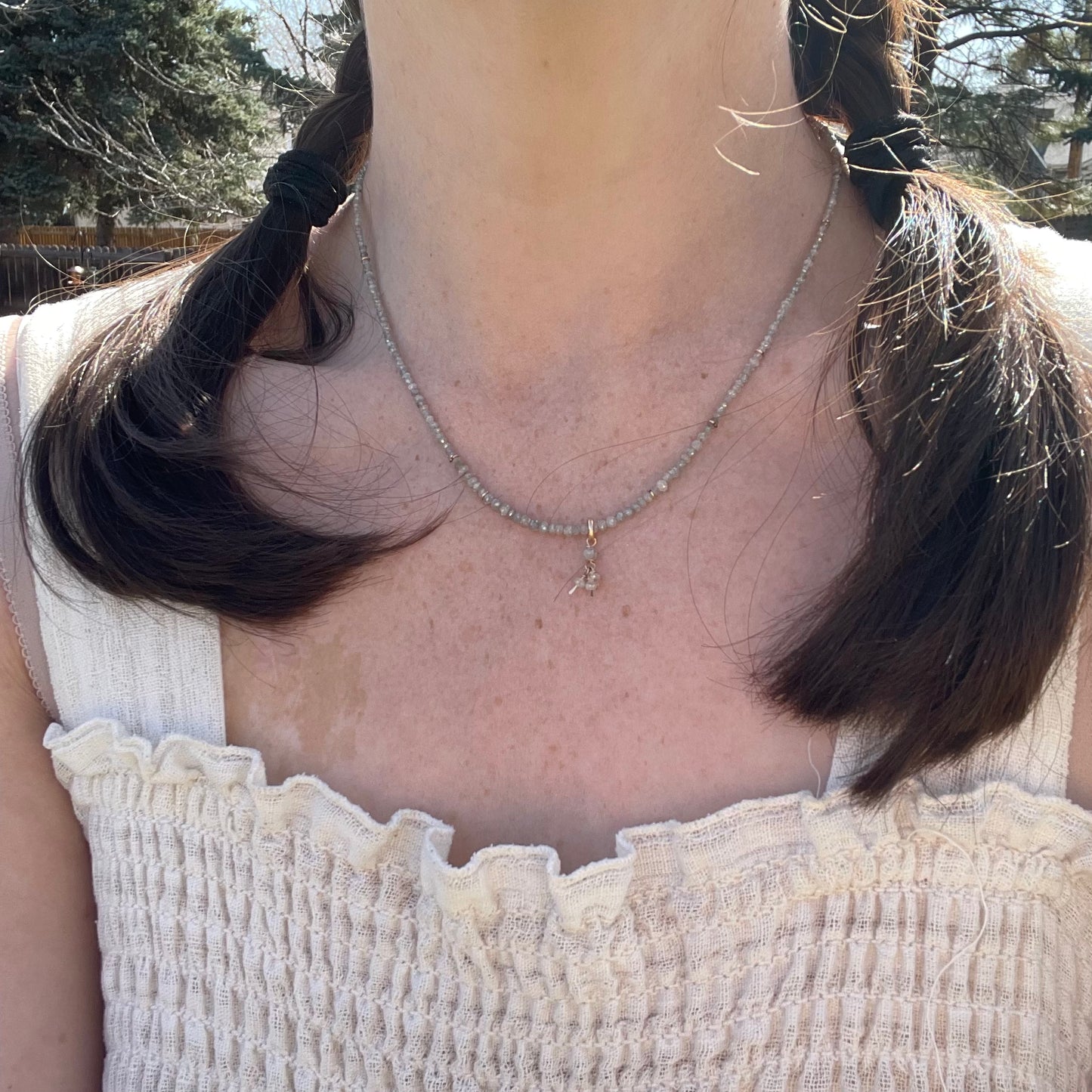 Dancing Gray Diamond Necklace, 18ct