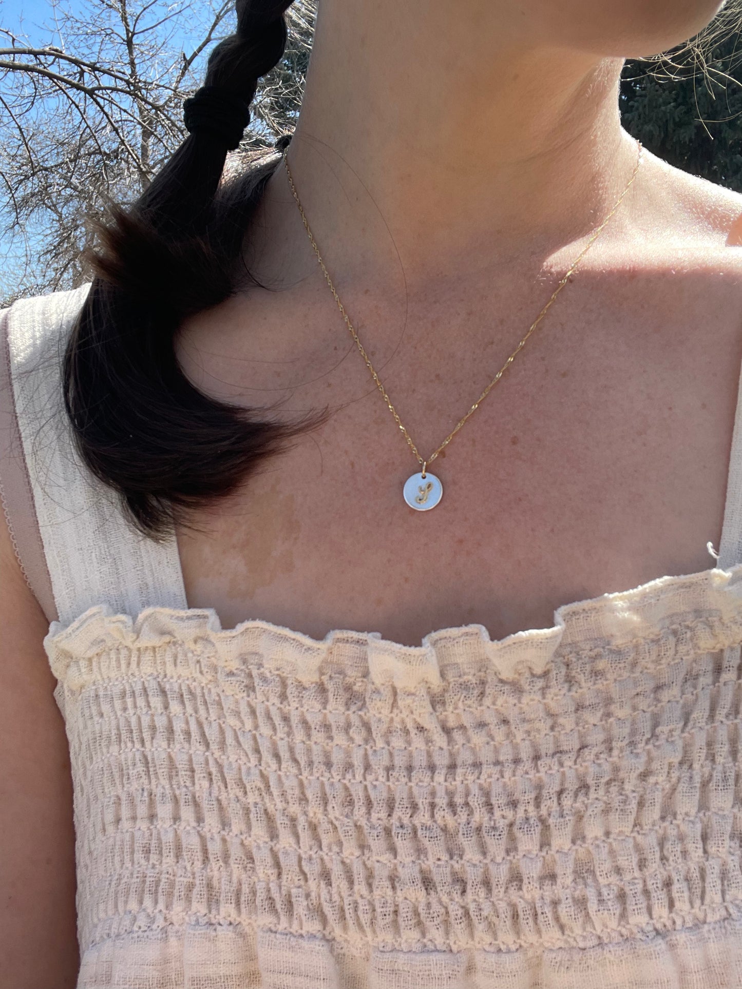 Initial Charm in Solid 14k Gold and Sterling Silver