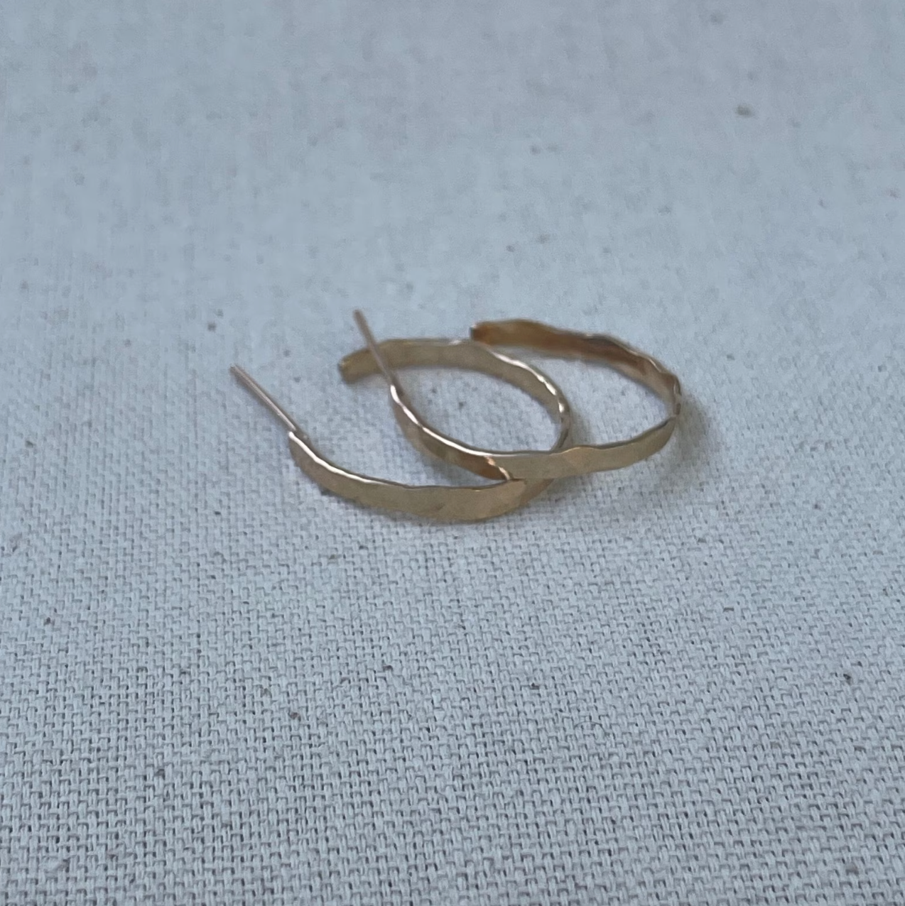 Organically Shaped Hammered Hoop Earrings