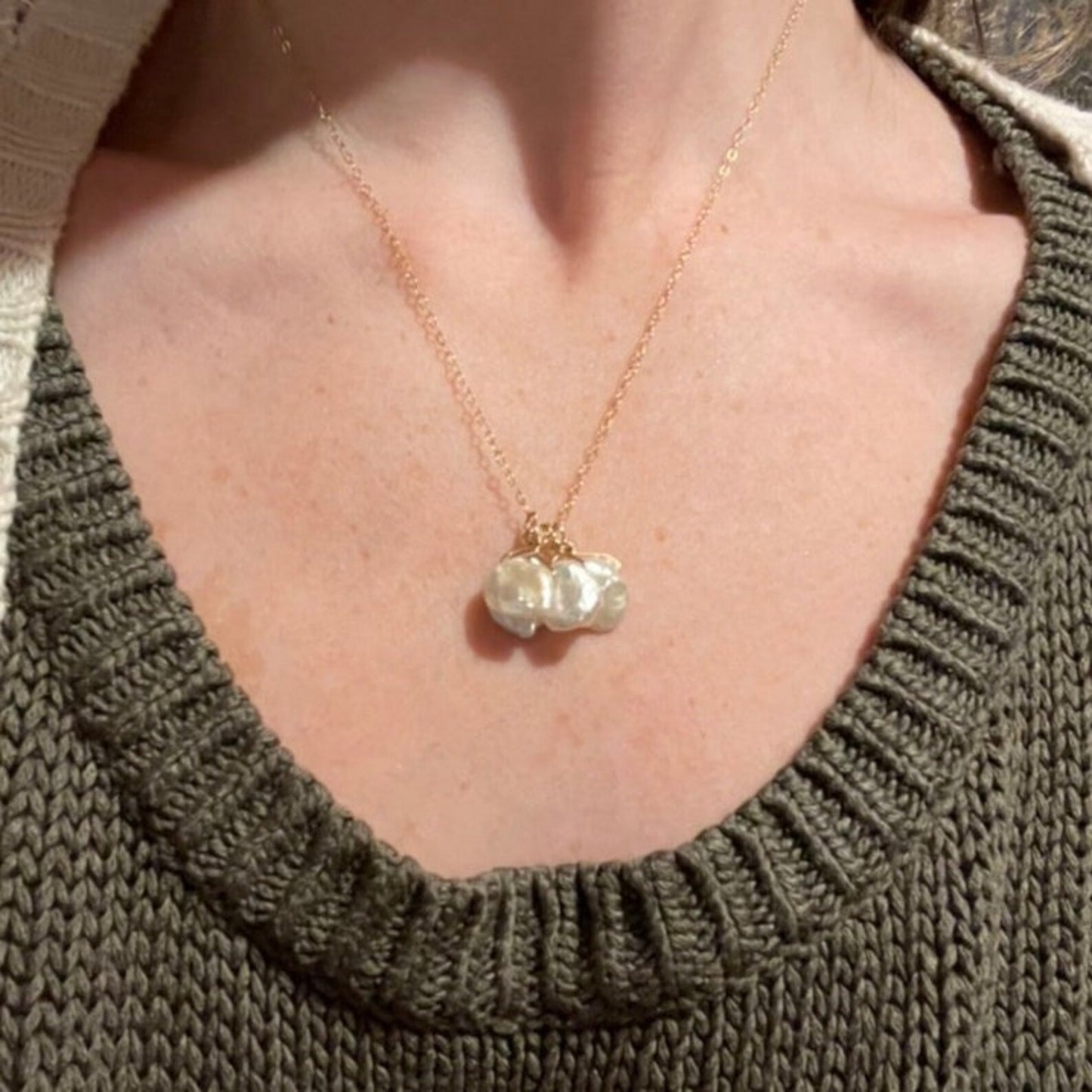 Custom Cultivated Keshi Fresh Water Pearl Necklace