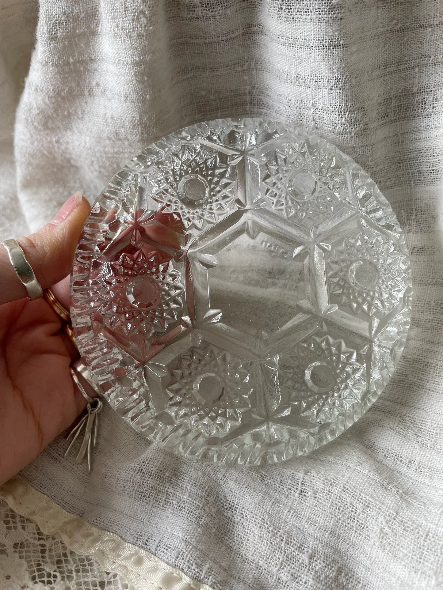 Vintage Pressed Glass Jewelry Tray