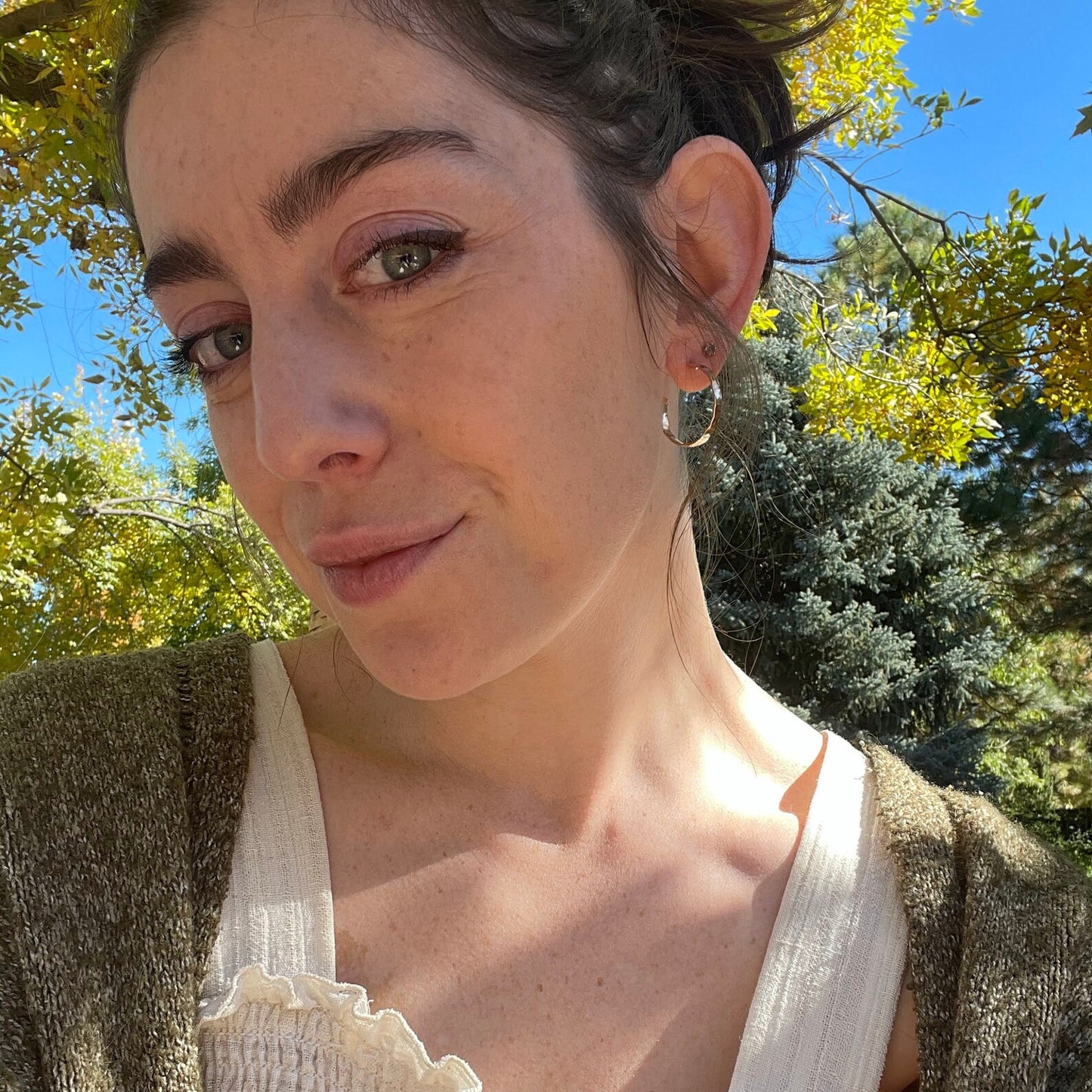 Organically Shaped Hammered Hoop Earrings