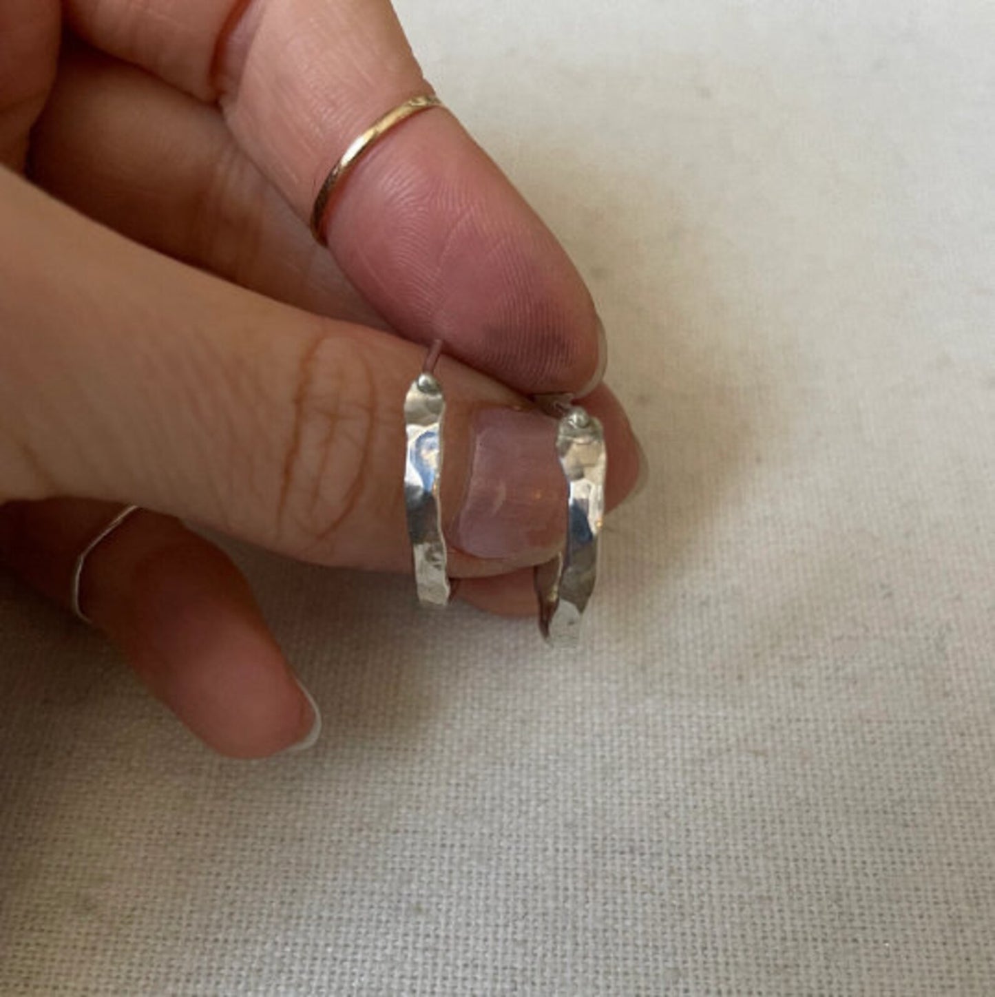 Organically Shaped Hammered Hoop Earrings