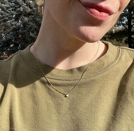 Solid 14k Gold Bezel Set Diamond Necklace