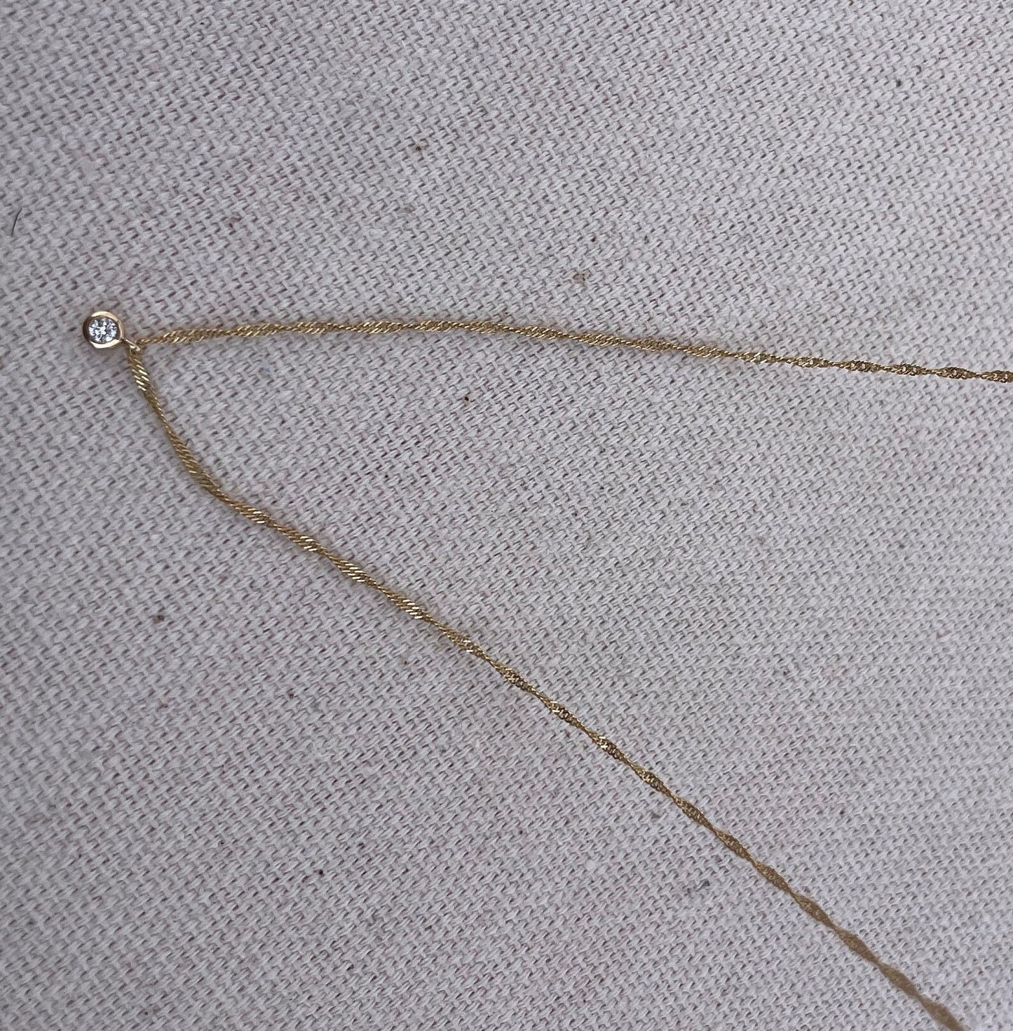 Solid 14k Gold Bezel Set Diamond Necklace