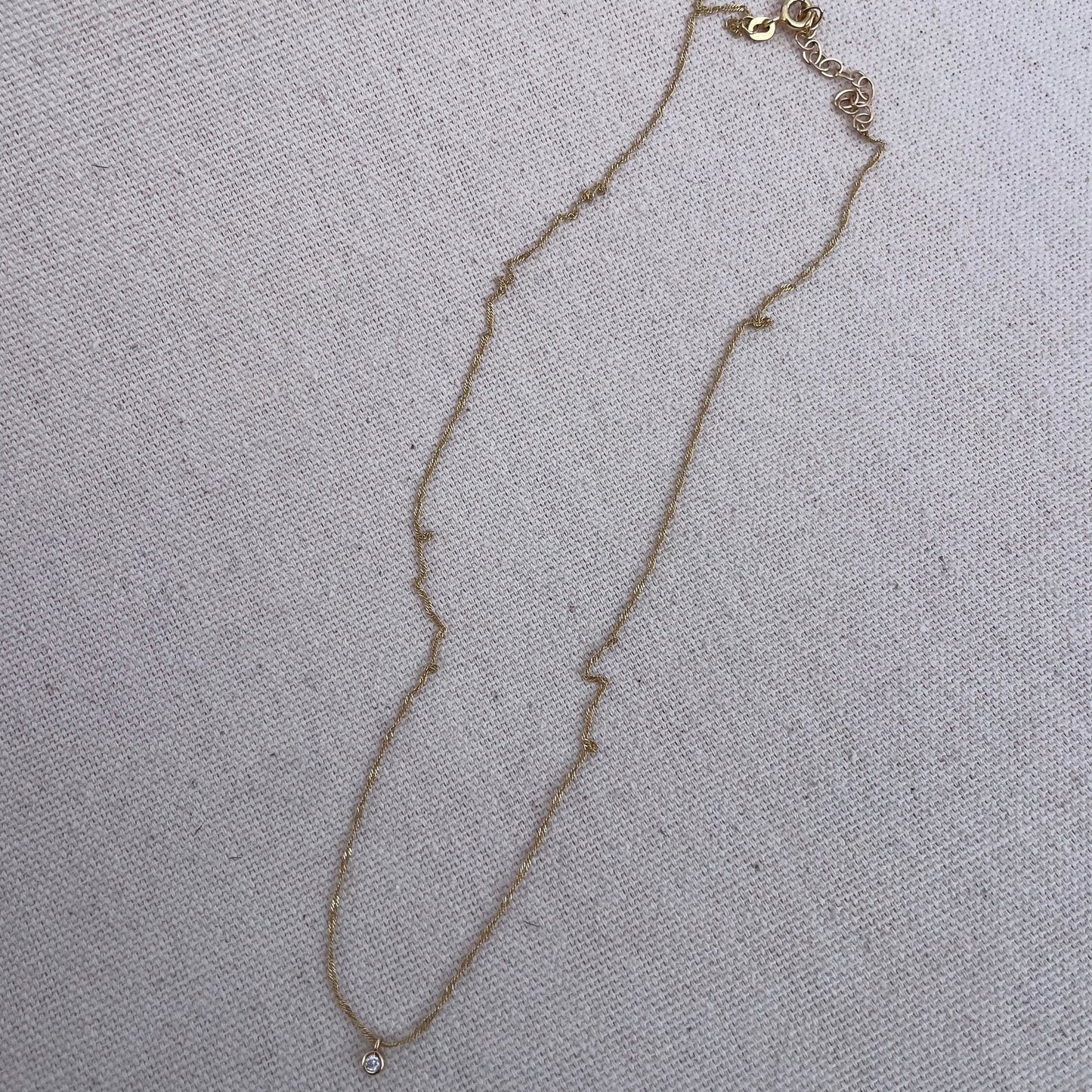 Solid 14k Gold Bezel Set Diamond Necklace