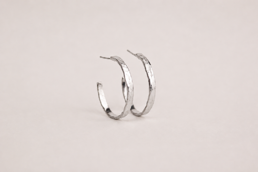Organically Shaped Demi Hammered Hoops