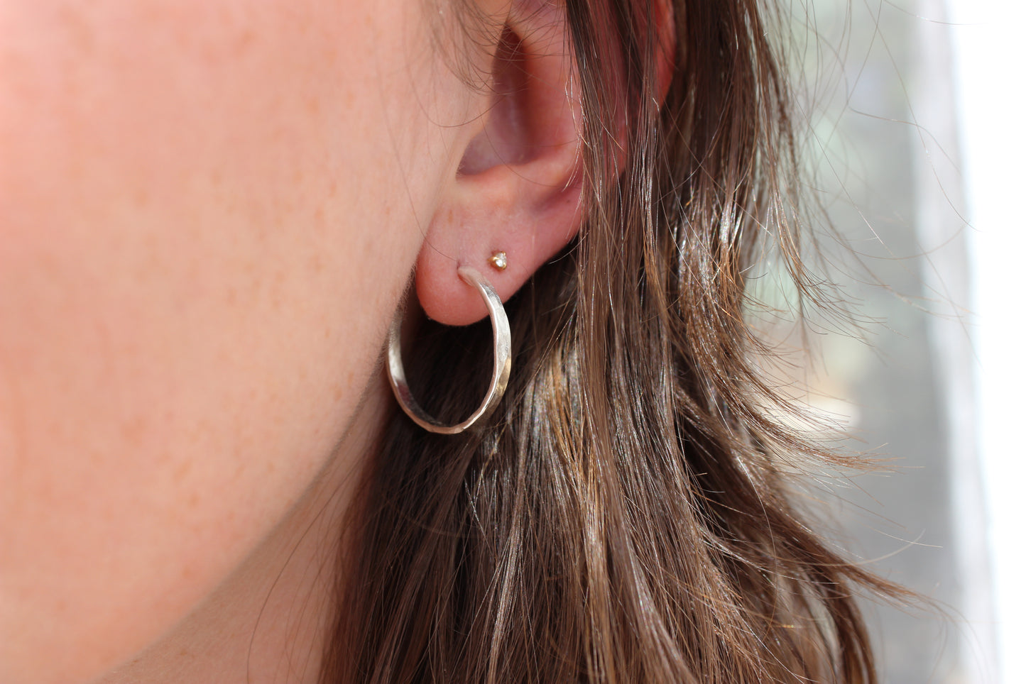 Organically Shaped Demi Hammered Hoops