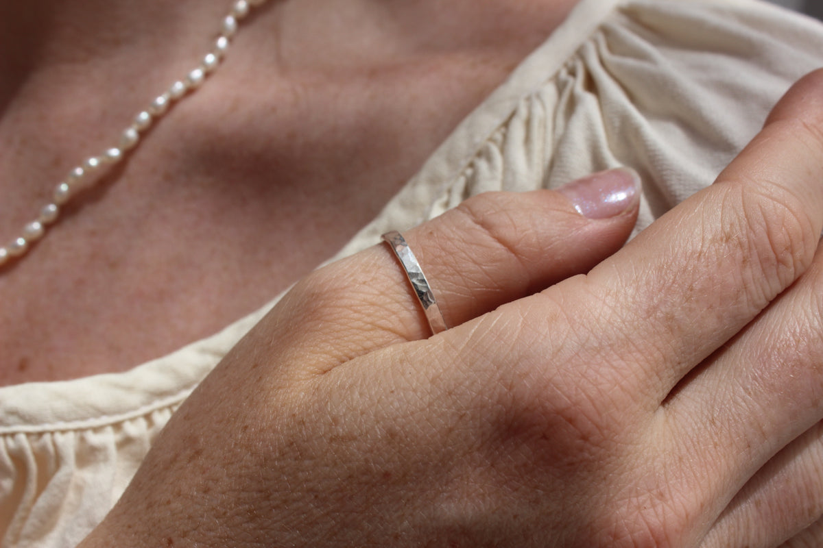 Thick Hammered Stacking Ring