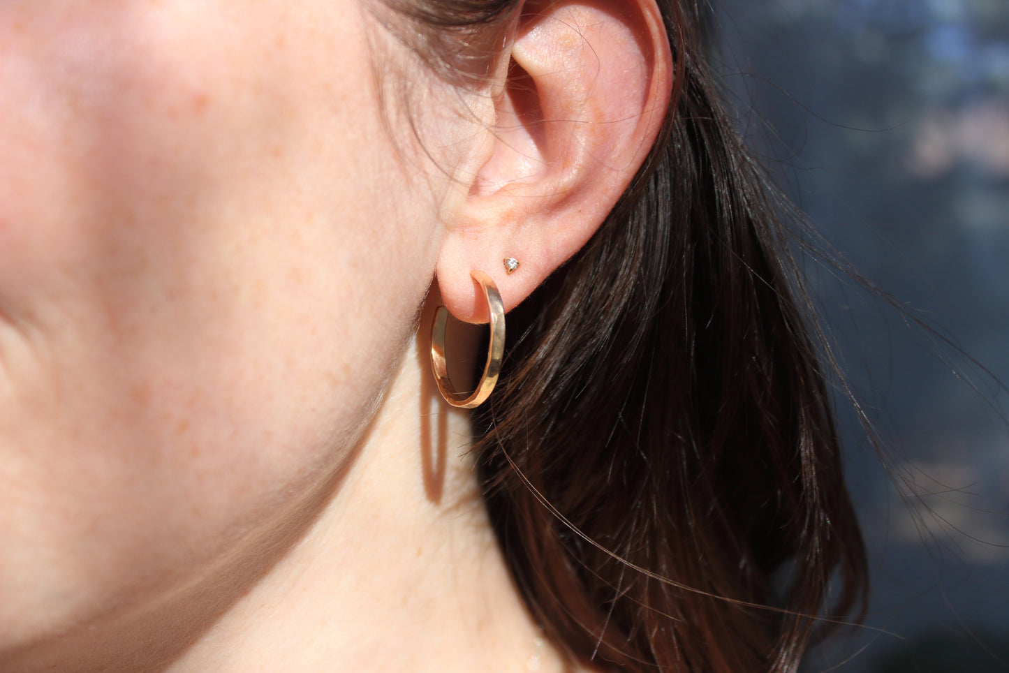Organically Shaped Demi Hammered Hoops