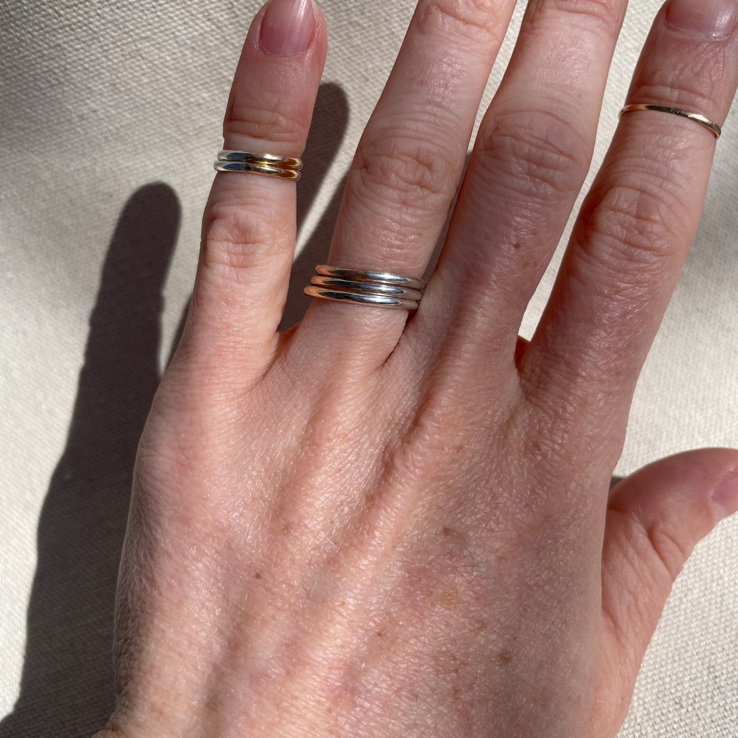 1/2 & 1/2 Ring in Sterling Silver and Solid 14k Gold