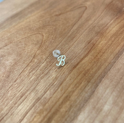 Tiny Initial Stud in Solid 14k Gold