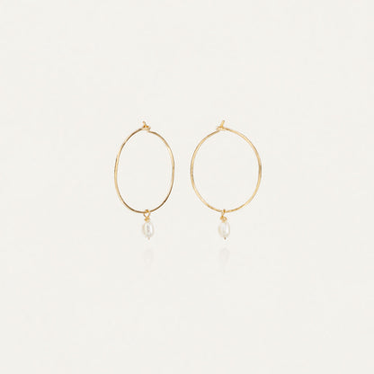 Whisper Hoops with Fresh Water Pearl Charm