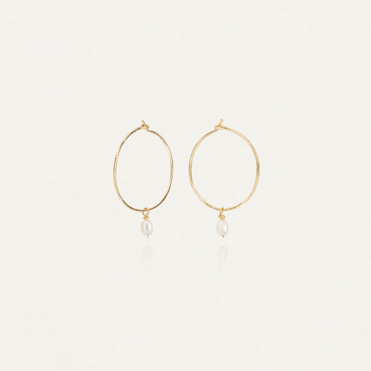 Whisper Hoops with Fresh Water Pearl Charm