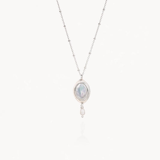 Bezel Set Pearl Necklace