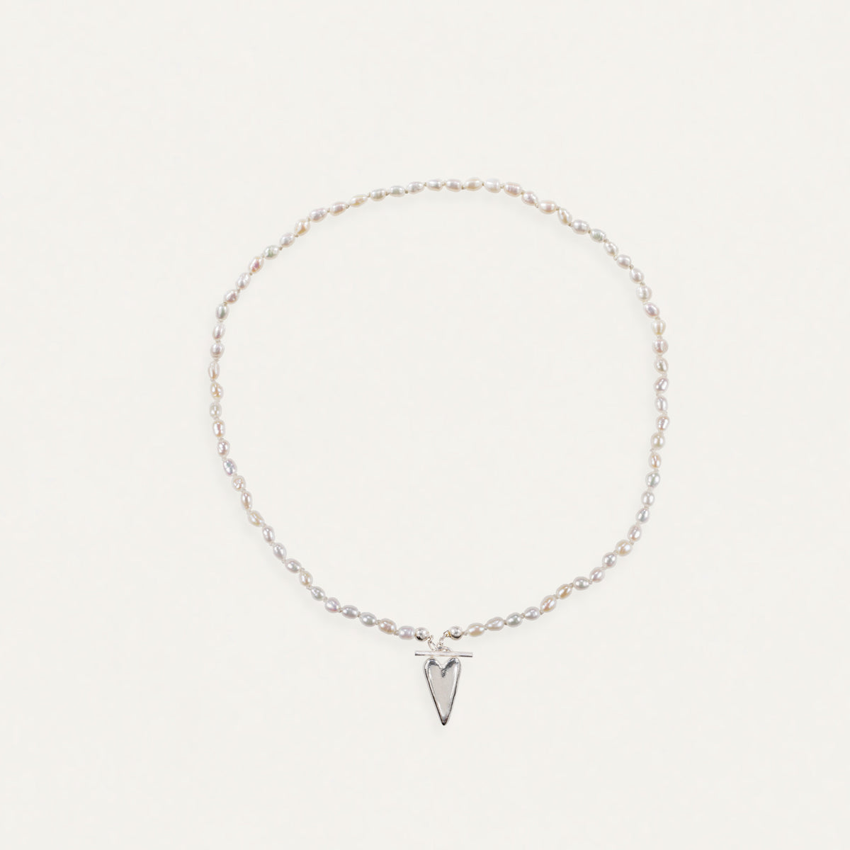 Amulet Toggle Pearl Knotted Necklace with Heart