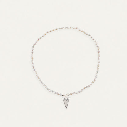 Amulet Toggle Pearl Knotted Necklace with Heart