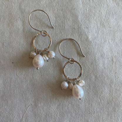 Cluster of Pearls Dangle Earrings