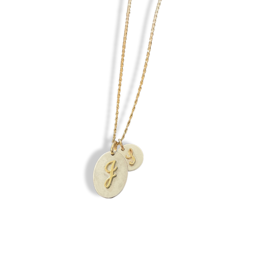 Initial Charm in Solid 14k Gold and Sterling Silver