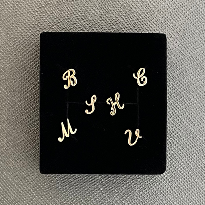 Tiny Initial Stud in Solid 14k Gold