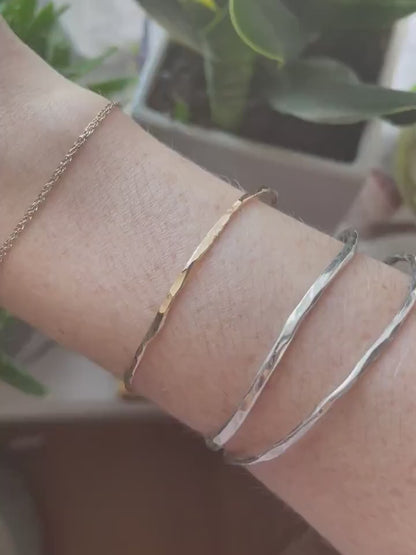 Organically Shaped Recycled USA Sterling Silver or 14k Gold Filled Bangles